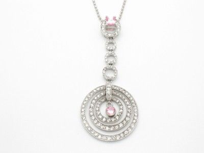 PLATINUM SILVER UNIQUE PINK SAPPHIRE VINTAGE PENDANT  