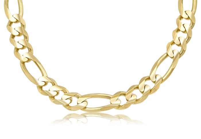 14K YG SOLID MENS FIGARO LINK CHAIN NECKLACE 12mm 22  