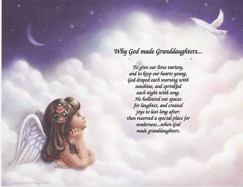 GOD MADE GRANDDAUGHTER Poem Angel Print Personalized  