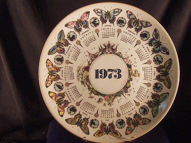 Calendar plate 10 1973 Butterfly zodiac Wedgwood #3  