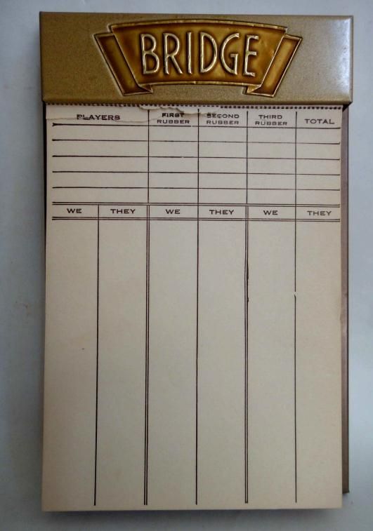 vintage BRIDGE SCORE PAD playing cards CLIPBOARD  