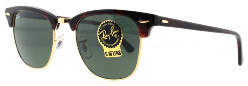 RAY BAN RB 3016 CLUBMASTER W0366 HAVANA/GOLD DESIGNER SUNGLASSES 51MM 