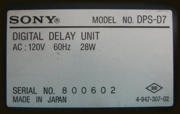 SONY DPS D7 DIGITAL DELAY UNIT DPS D7 DPSD7  