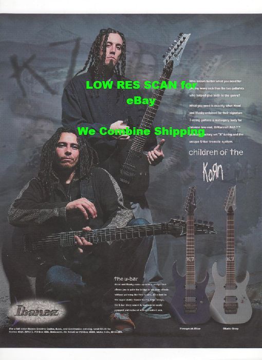 Children of the KORN Head + Munky Picture Ibanez K 7 Guitar Rare Vers 