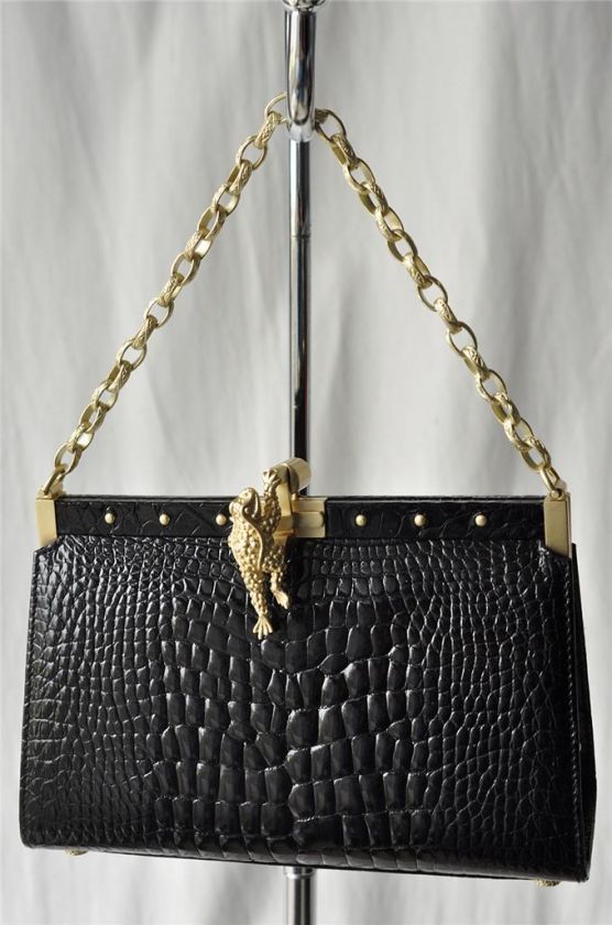 BARRY KIESELSTEIN CORD Black ALLIGATOR Bag Handbag Croc  