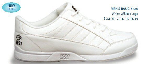 BSI BASIC WHITE MENS BOWLING SHOES STYLE 520 CHOOSE YOUR SIZE FREE 