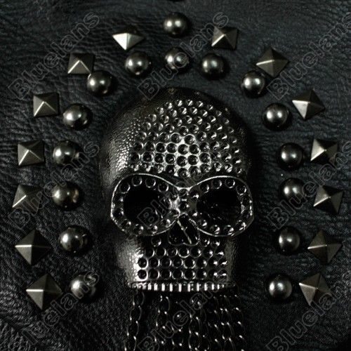 Punk Rivet Skull Lady PU Leather Handbag Shoulder Bag  