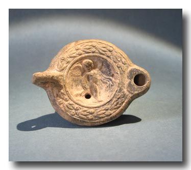 Roman Signed Oil Lamp with Cupid, 1st 2nd Century A.D.  