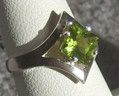 Incredible 1.93 Carat Princess Cut PERIDOT . Set in a FANCY Sterling 