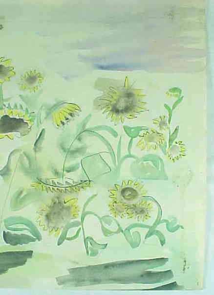 DOROTHY STRAUSER LISTED WATERCOLOR SUNFLOWERS  