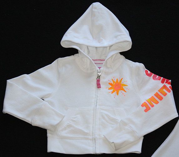 Gap Kids White Sun Zip Hoodie Cropped Sweater S 6 7  