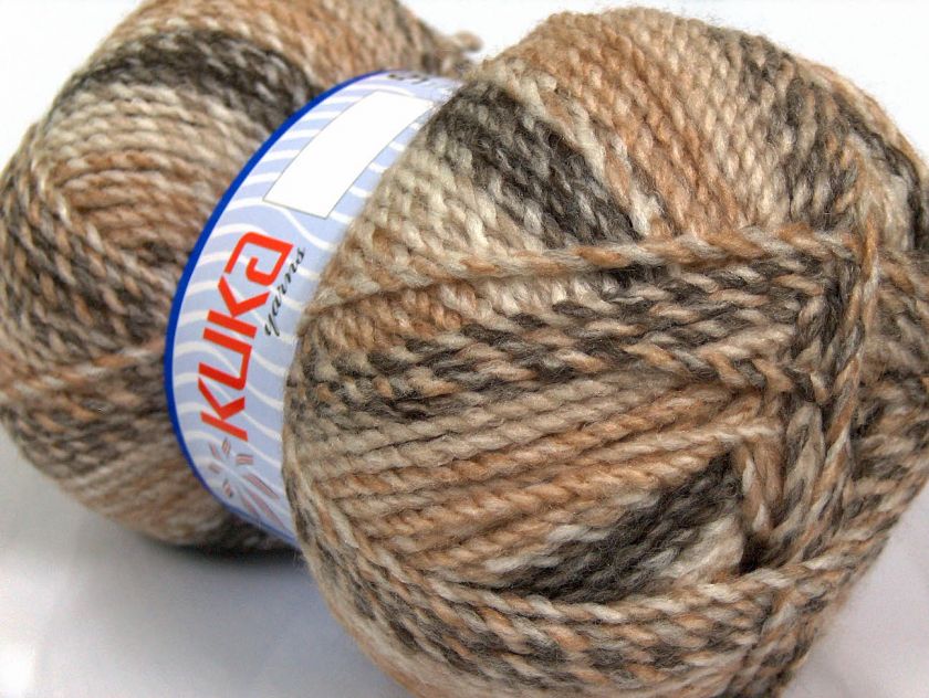   200gr Skeins KUKA EVEREST WOOL (30% Wool) Yarn Grey Camel White  