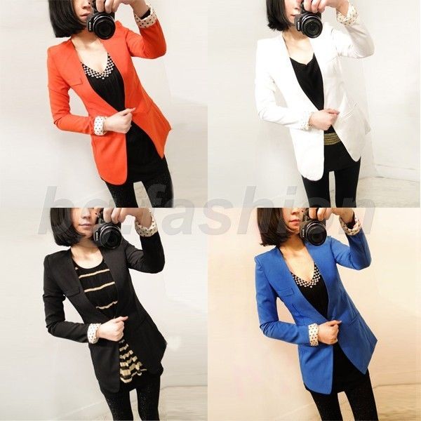   Color Womens Casual Blazer Suit One button Lapel Outerwear Coat Jacket