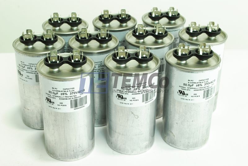 10 LOT   50 MFD 370v Round AC Motor Run Capacitor HVAC 370 vac v volts 