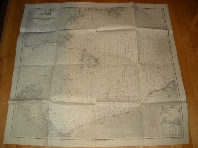   German 1300000 Kriegsmarine Uboot Karte (Sea Map)   V. RARE  