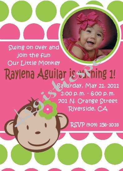 Mod Monkey Girl Shower Invitation U Print  