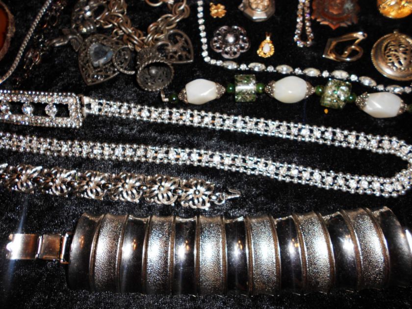   Pc Vintage Antique Jewelry Lot Rhinestones 925 Signed Estate Pieces