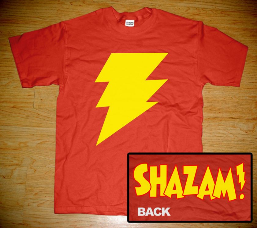 New SHAZAM Logo Captain Marvel Superhero Red T shirt  