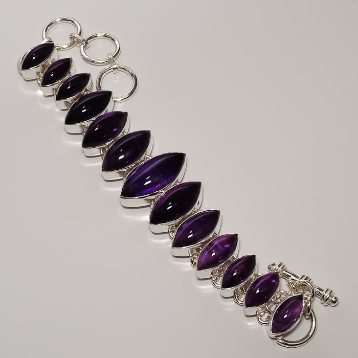 FABULOUS  AFRICAN AMETHYST .925 SILVER BRACELET 7 8  