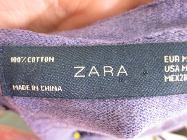 ZARA Purple Button Up Pocket Cardigan Sweater Sz M  