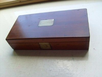 SUPER OLD ANTIQUE MAHOGANY WOODEN PISTOL COLT BOX BRASS FEATURES 