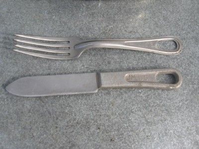 WWII MESS KIT CAN MEAT KNIFE FORK 1945 DATED WW2  