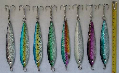 Lot of 8 Mega Metal Jigs 6.5oz Tuna offshore drop jigs  