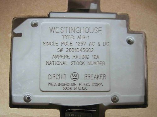 New Westinghouse Breaker ALB 1 125V 10A 2601D45G02 1 P  