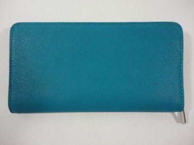   Large HAMILTON Zip Around Leather Teal Sea Blue WALLET Clutch  