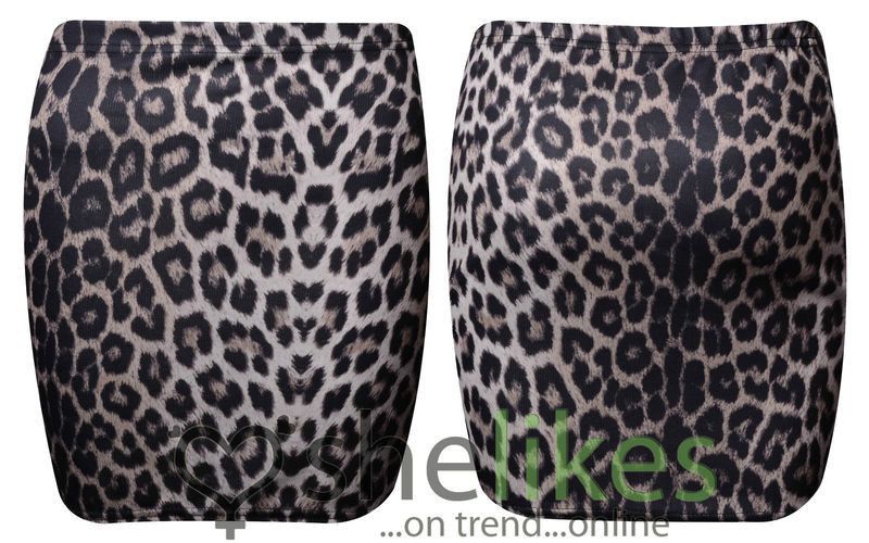 Womens Animal Leopard Print Stretch Bodycon Skirt Ladies Mini Sexy 