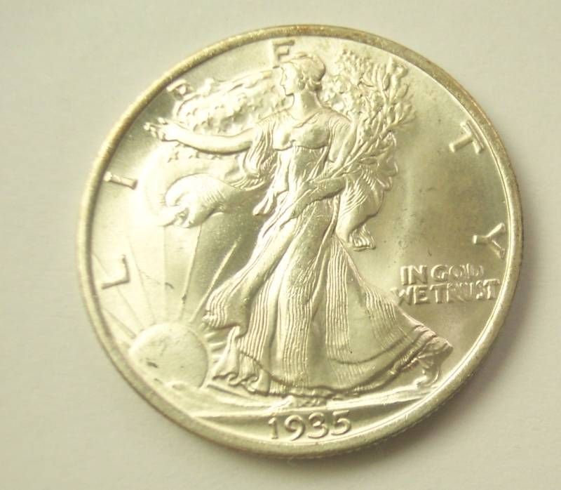 1935 P GEM BU WALKING LIBERTY HALF DOLLAR DOUBLE DIE  