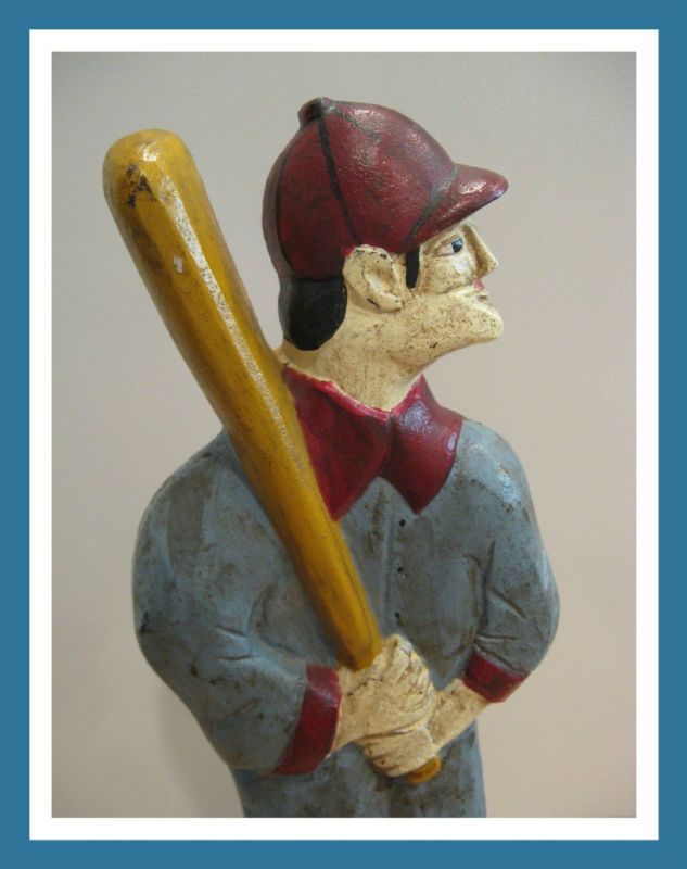 Large Industrial 1912 Baseball Player Figural Door Stop  