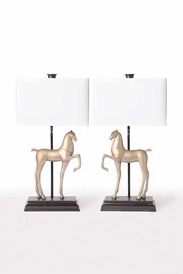 Barbara Cosgrove Two Horses Table Lamps Accent Resin  