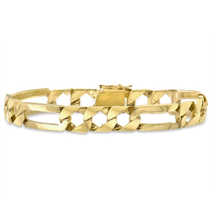   gold men s figaro link chain bracelet 10 0mm wide 8 0 inches long