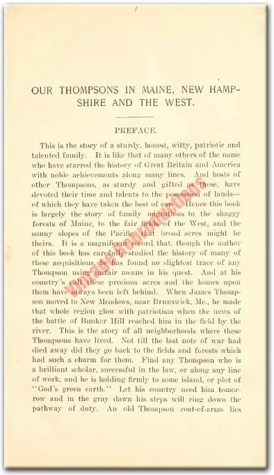 THOMPSON Family Name {1907} Tree History Genealogy Biography ~ Book on 