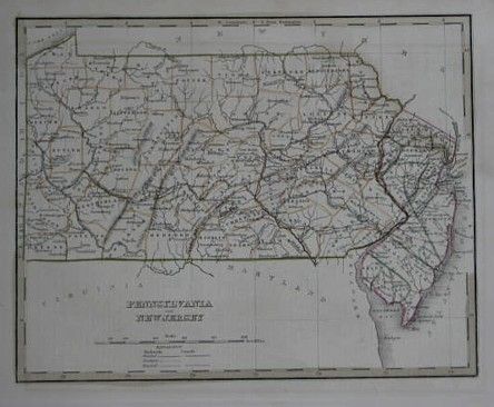   Morris Canal Map NEW JERSEY PENNSYLVANIA Bradford Delaware Raritan