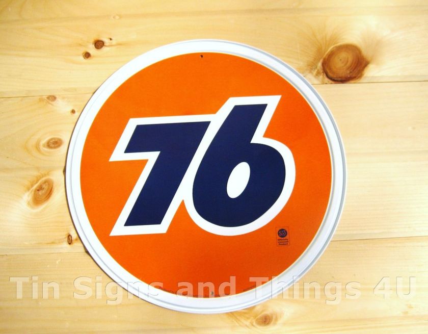 Union 76 Motor Oil Gasoline ROUND TIN SIGN vtg gas garage wall decor 