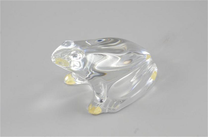 Clear Glass Frog Figurine Paperweight Statuette BACCARAT FRANCE  