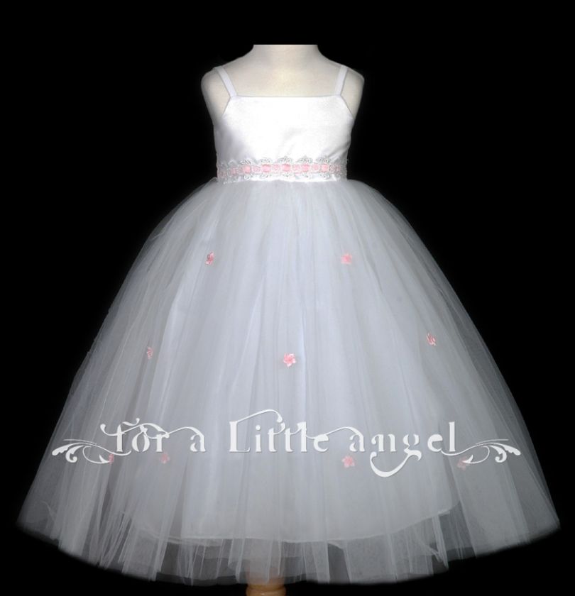 RED or PINK or LILAC or IVORY FLOWER GIRL WEDDING DRESS  