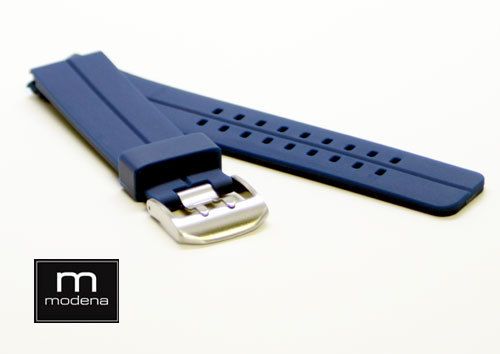 22dtNavy   22mm DoubleTang Modena Rubber Watch Band  