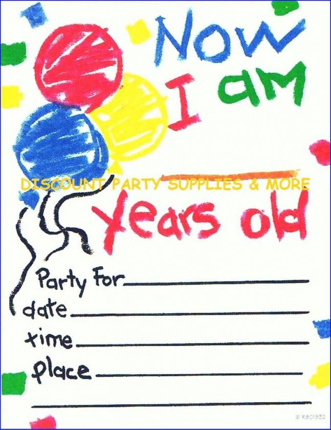 Crayons Balloons Birthday Party Invitations  