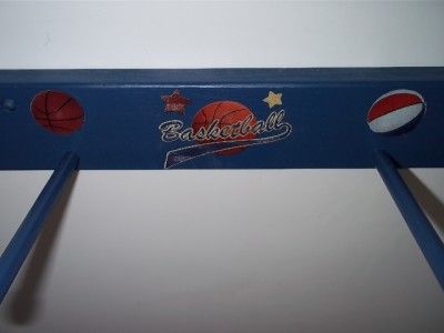 WOOD STORAGE BASKETBALL RACK HOLDER WALL GARAGE BLUE  