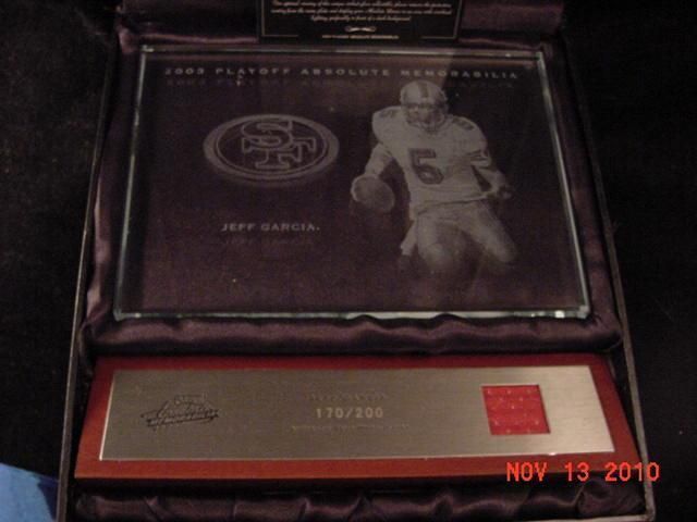 2003 Absolute Jeff GARCIA Glass Plaque GU Jersey #200  