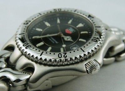   Heuer Link SEL Black Dial Quartz Steel Full Size Mens WG1118  