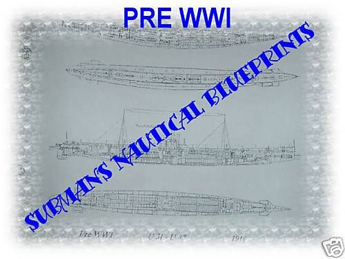 1914 PRE WWI GERMAN U Boat U 31 BLUEPRINT  