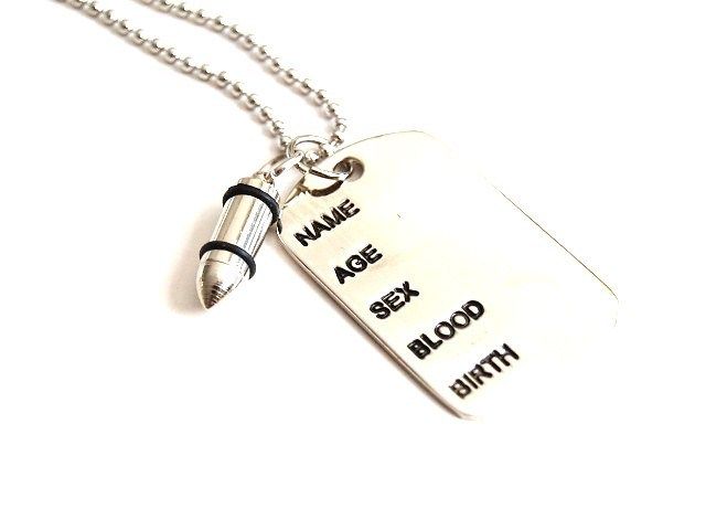 bullet personalised dog tags necklace M31  