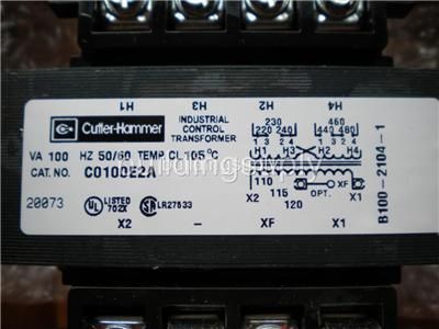 CUTLER HAMMER C0100E2A INDUSTRIAL CONTROL TRANSFORMER  