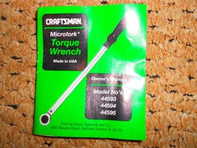 CRAFTSMAN #9 44595 MICROTORK TORQUE WRENCH NEW  