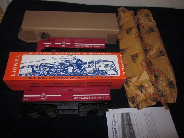 LIONEL TRAINS #229 MINNEAPOLIS & ST LOUIS ALCO DIESEL AB UNITS MIB 