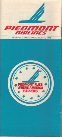 Piedmont Airlines system timetable 8/1/76 [1110 1]  